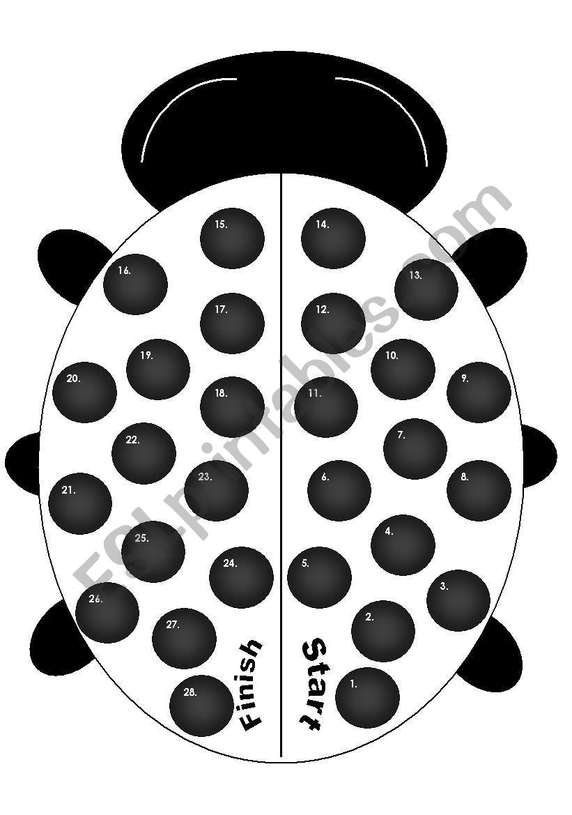 Ladybug or Ladybird Gameboard Black and White