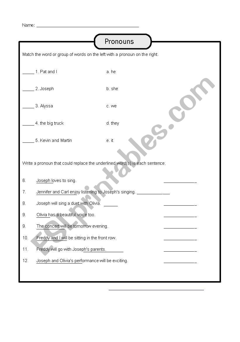 Pronoun - Part III worksheet