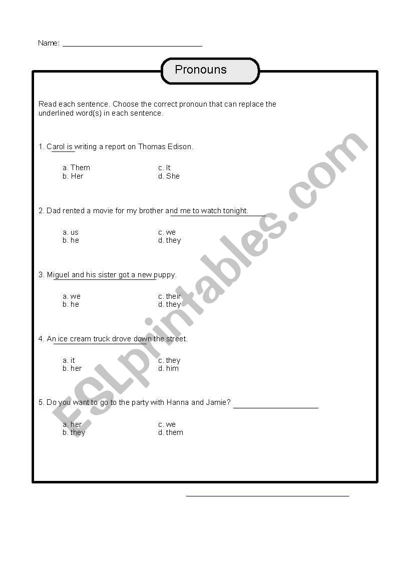 Pronoun - Part IV worksheet