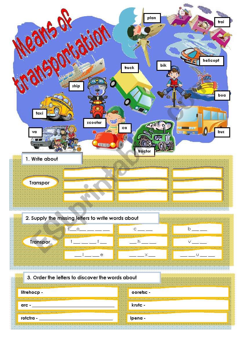 Means of transportation ( 8 exercises)