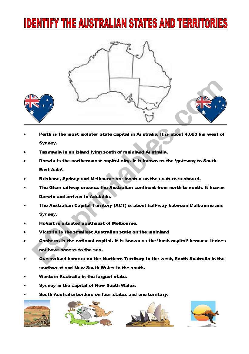 Australian geography - puzzle worksheet
