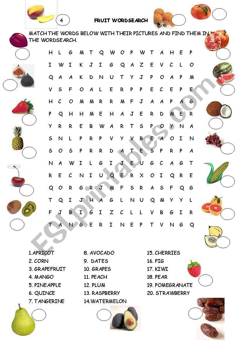 FRUIT WORDSEARCH worksheet