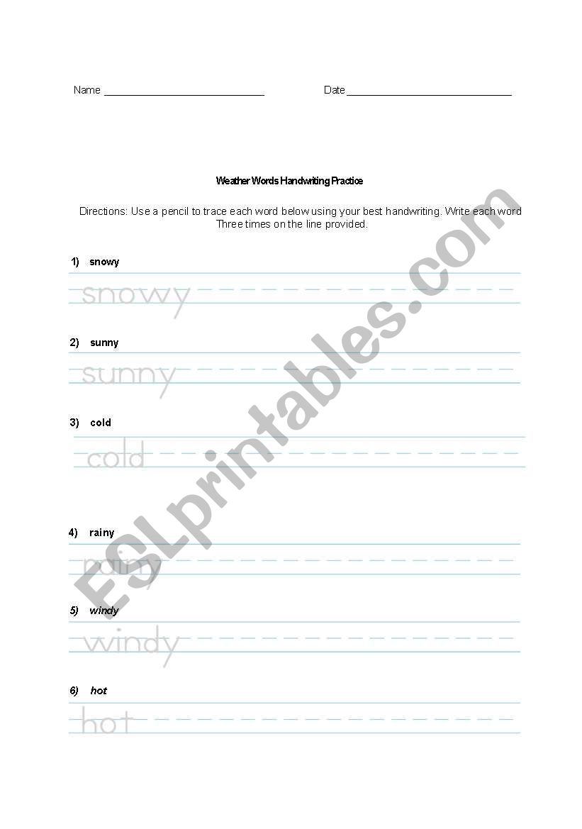 Weather worksheet