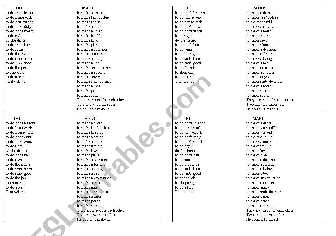 Do/Make worksheet