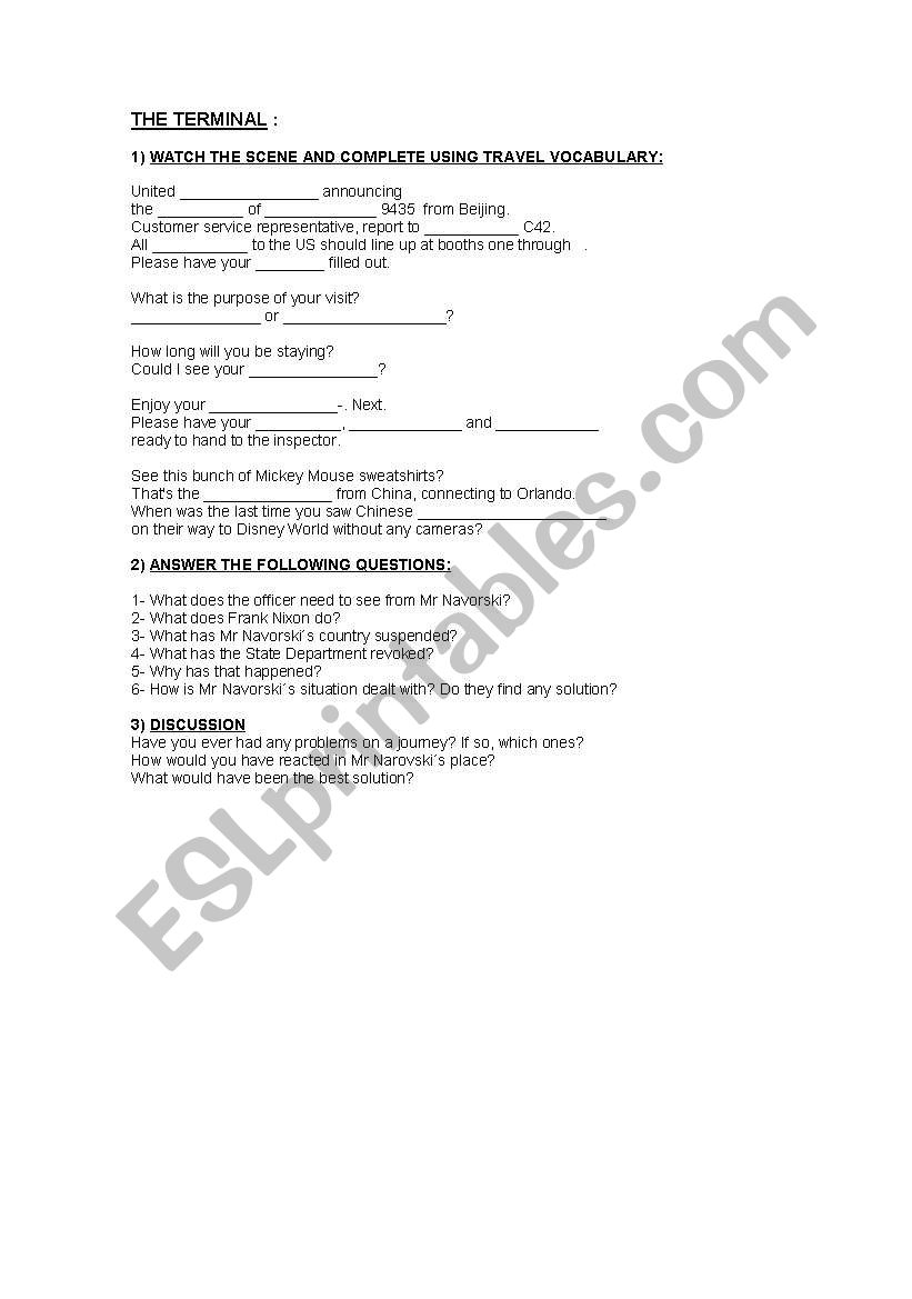 THE TERMINAL worksheet