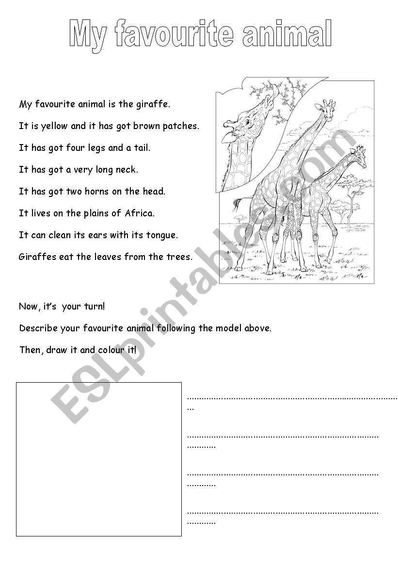 My favourite animal worksheet