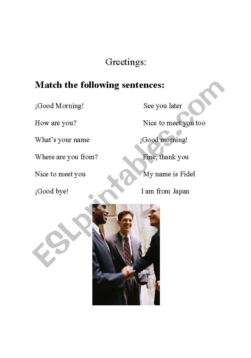 Greetings worksheet