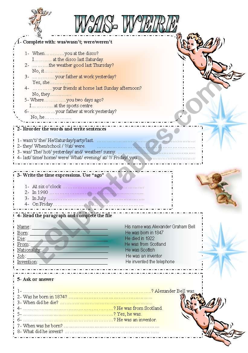 WAS- WERE (2 pages) worksheet