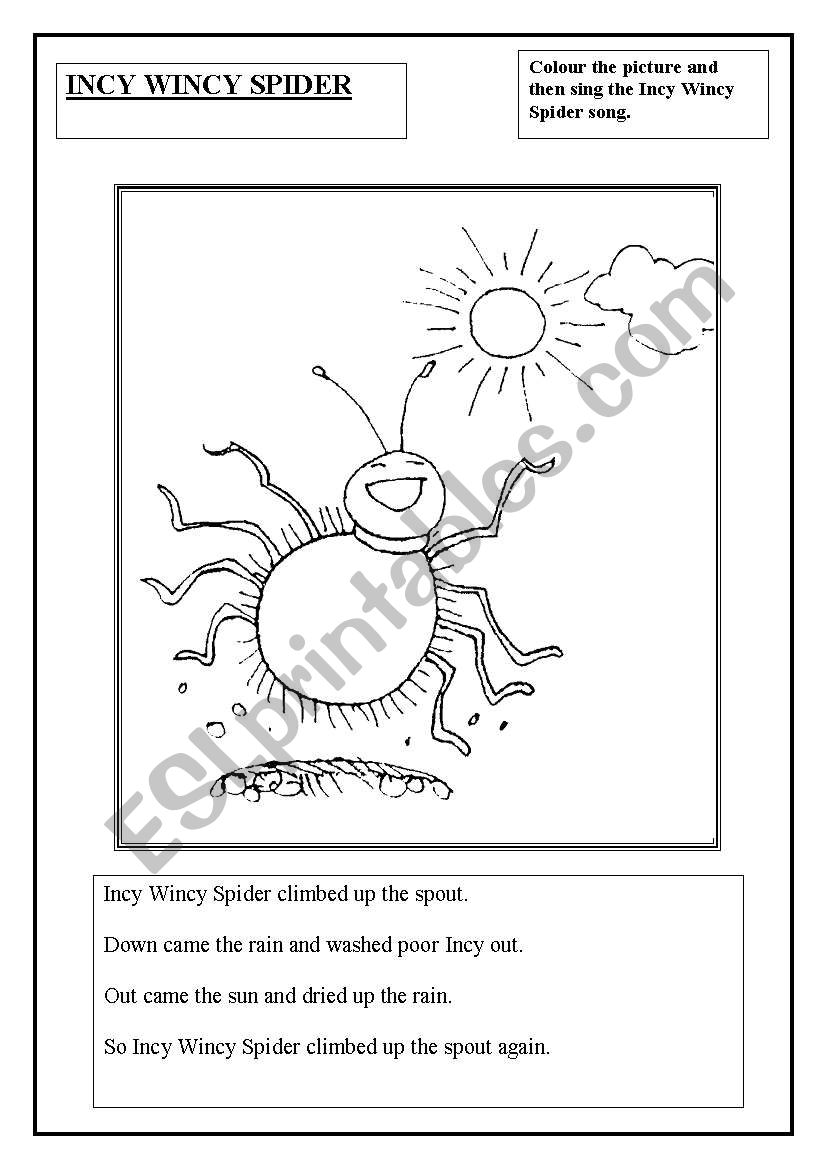 Incy Wincy Spider – Nursery Rhyme - Lyrics and Printables - Flashcards