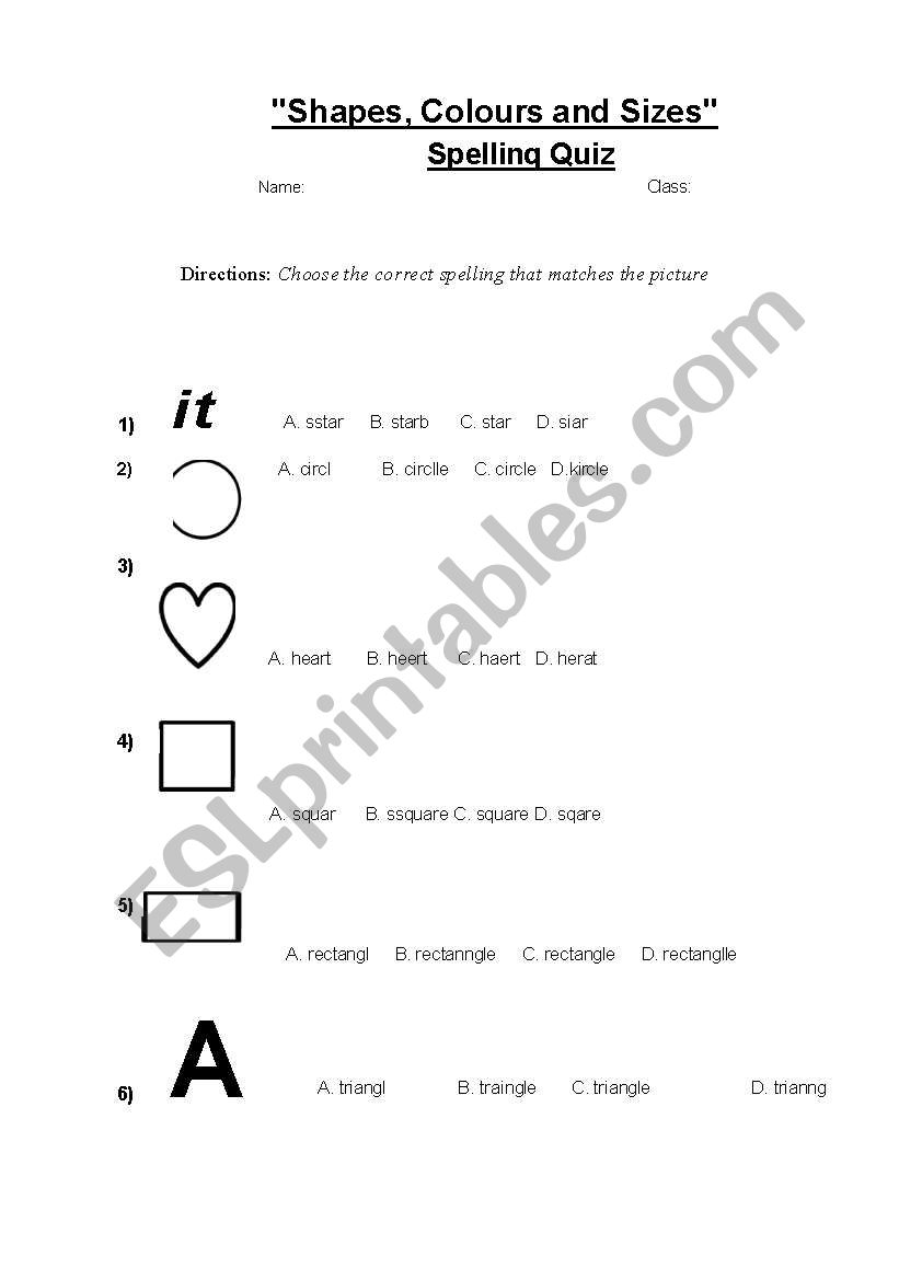 Shapes worksheet