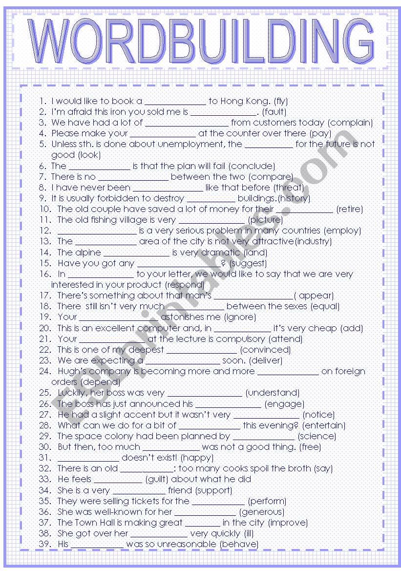 wordbuilding worksheet