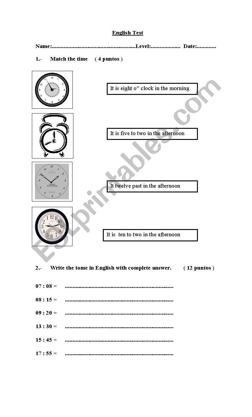 the time worksheet