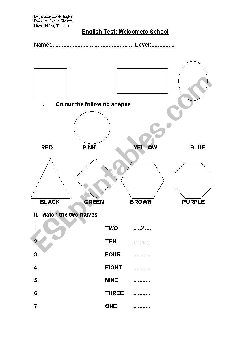 colours and numbers worksheet