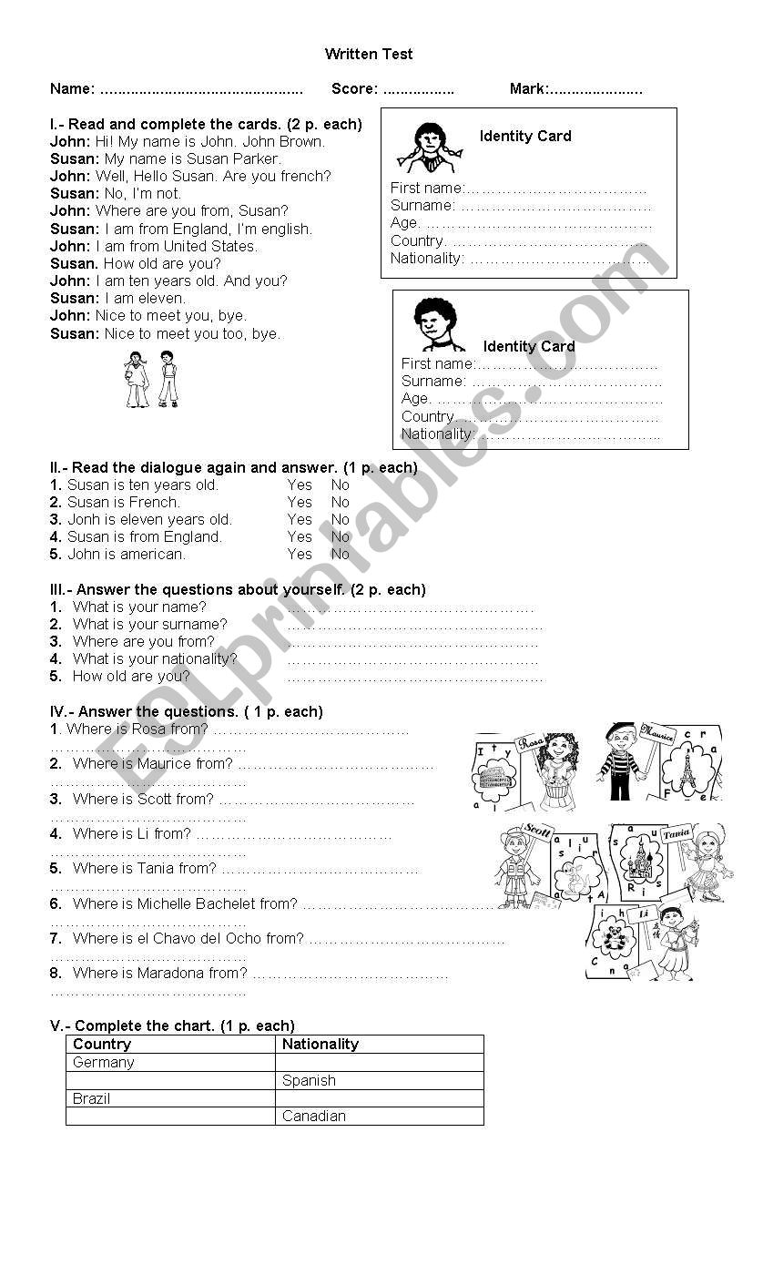 nationalities worksheet