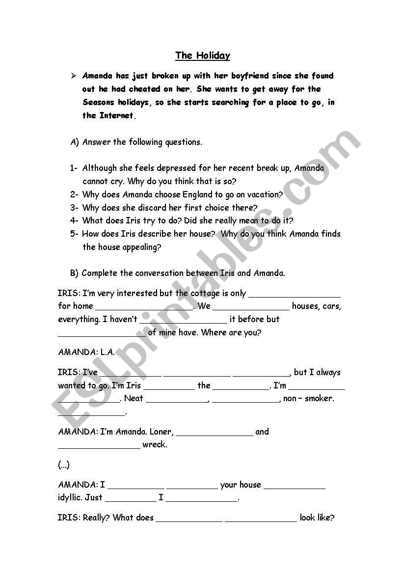 The Holiday worksheet