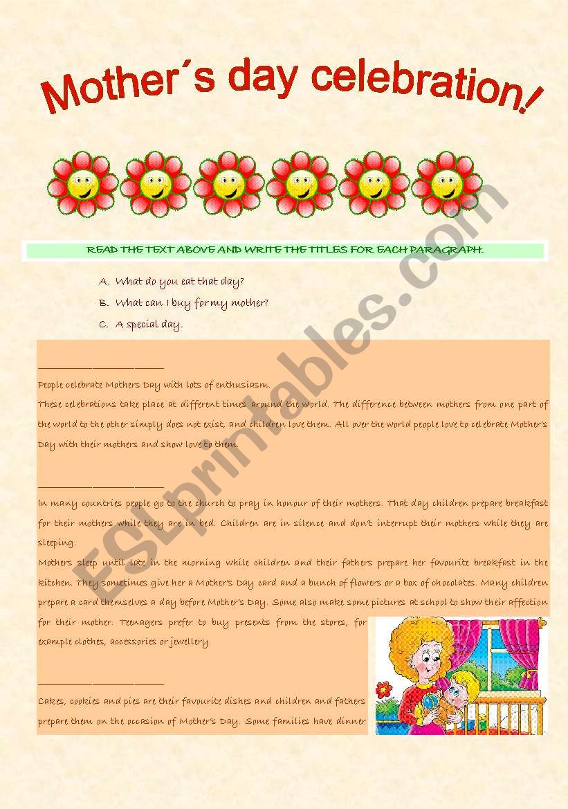 Reading- Mothers day celebration!