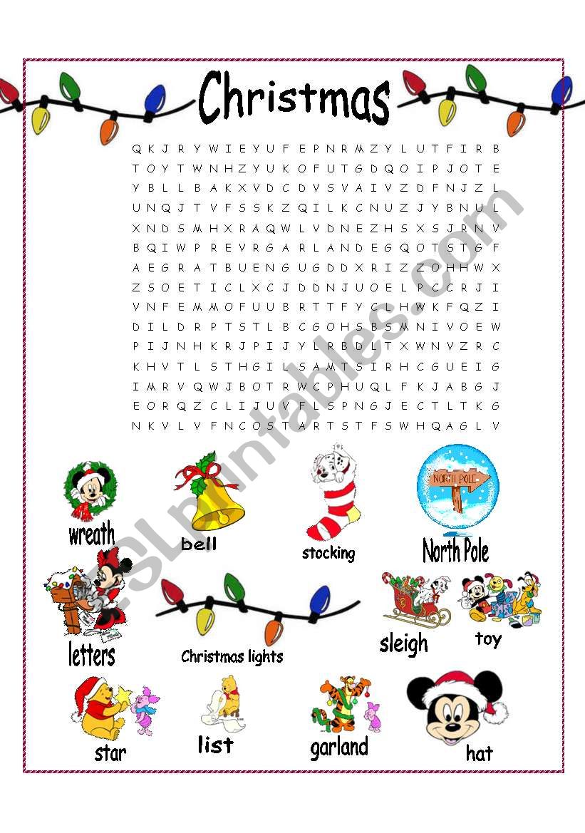 Chrismas word search 2 worksheet