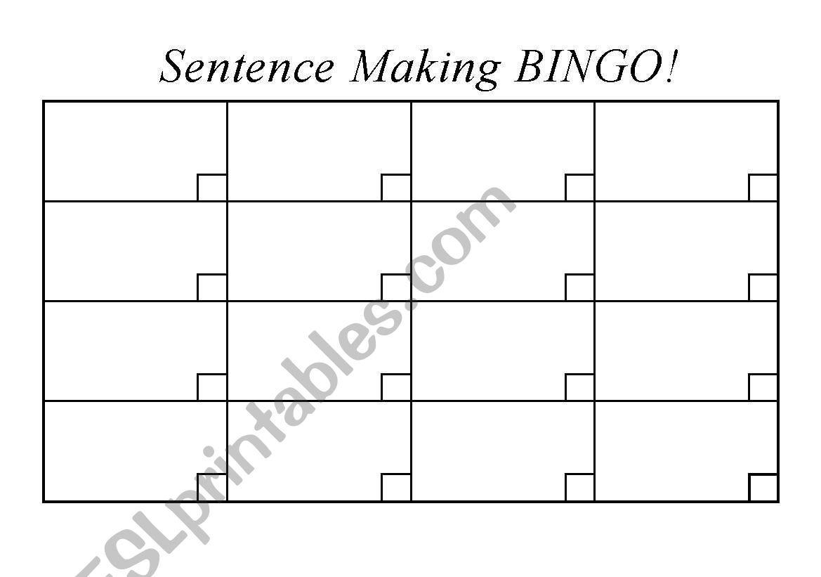 GRID for Sentence Making BINGO