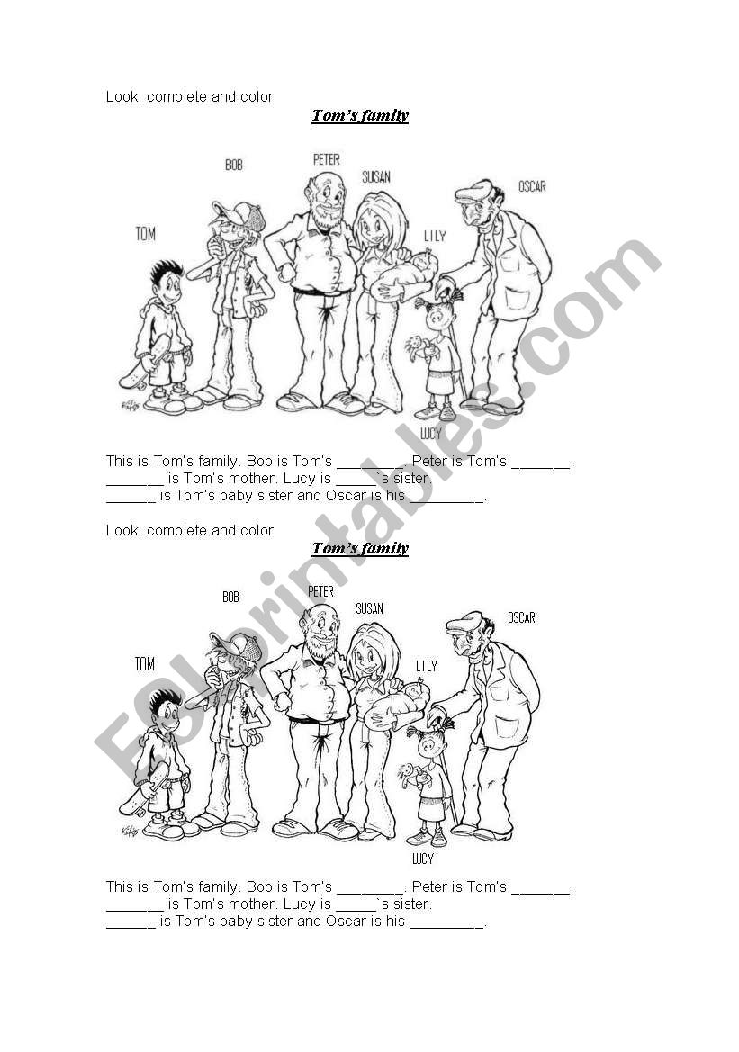 Family members worksheet