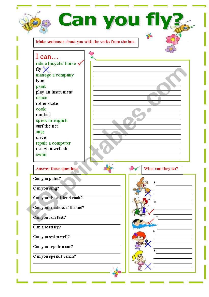 Can (ability) worksheet