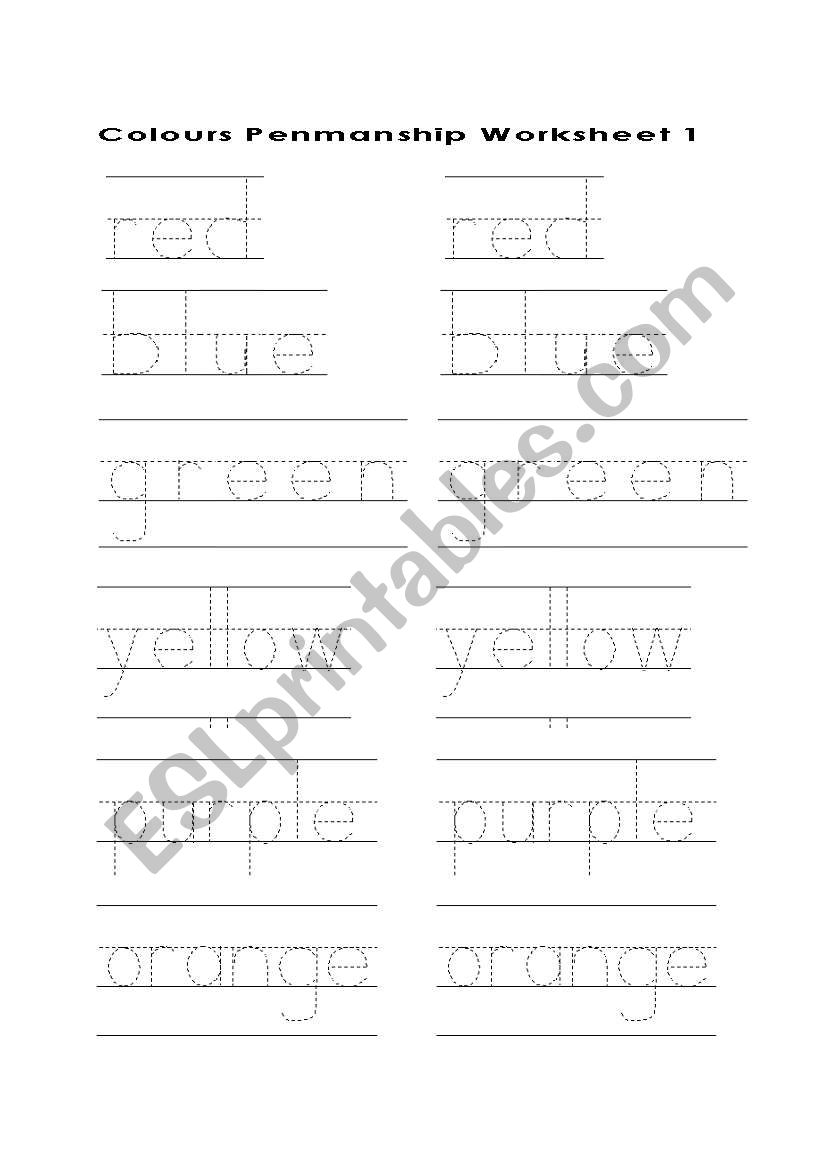 Penmanship worksheet worksheet