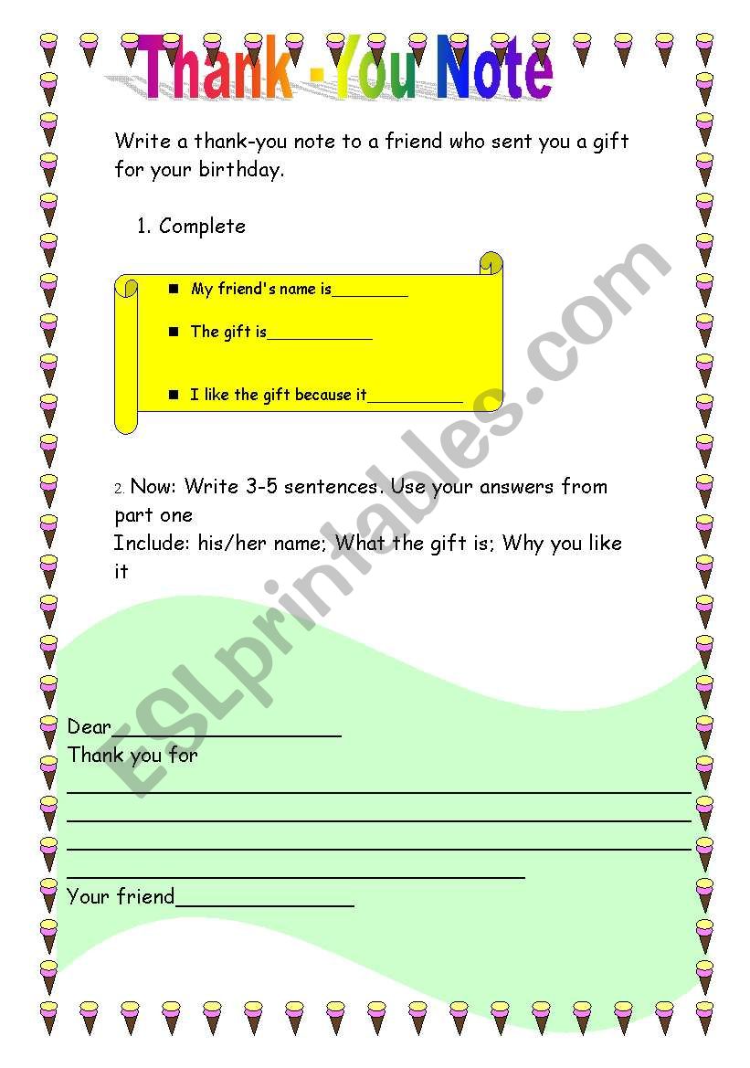  writing a note worksheet