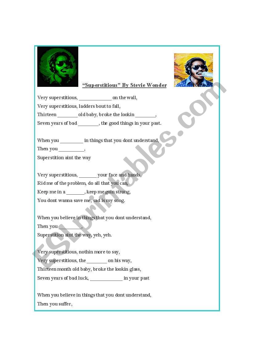 Superstition worksheet