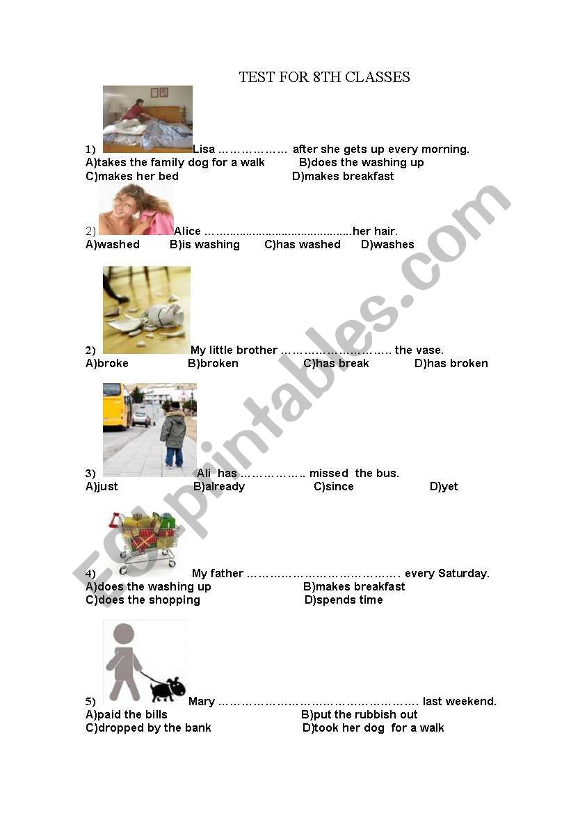 8 th class mixture tests worksheet