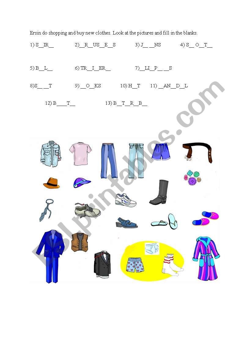 CLOTHES worksheet