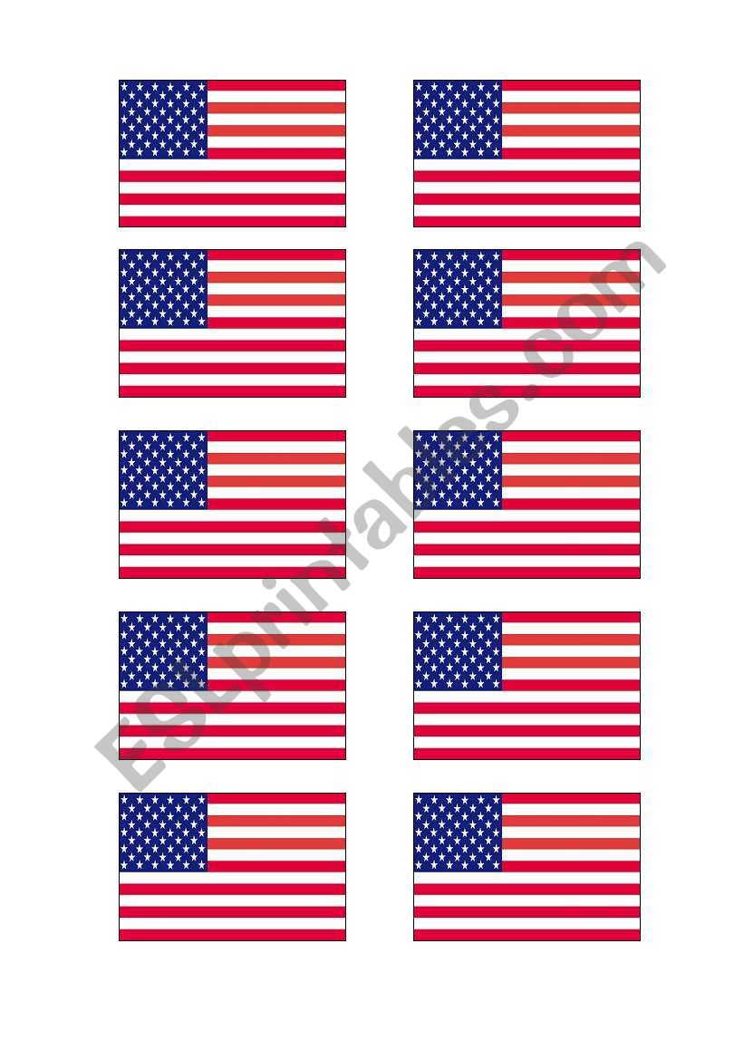 Country games cards USA worksheet