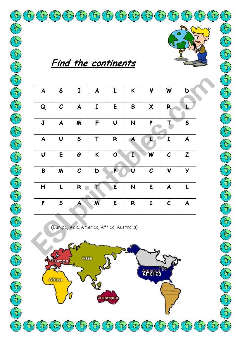 continents worksheet