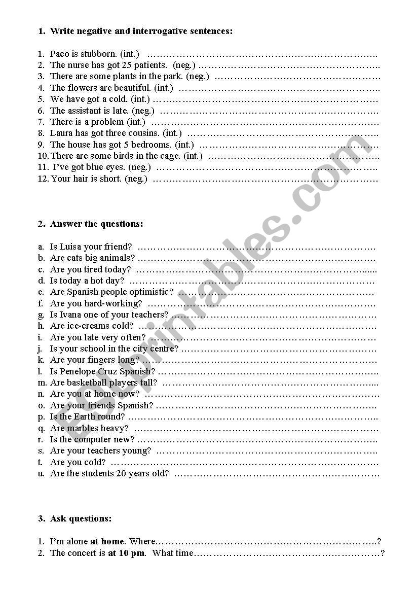 be have got there is  worksheet