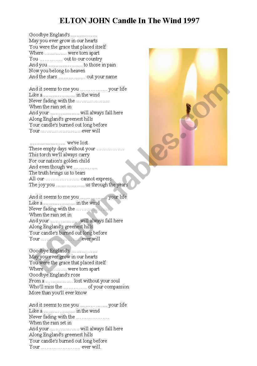 ELTON JOHN Candle In The Wind 1997 - Princess DianaÂ´s Death