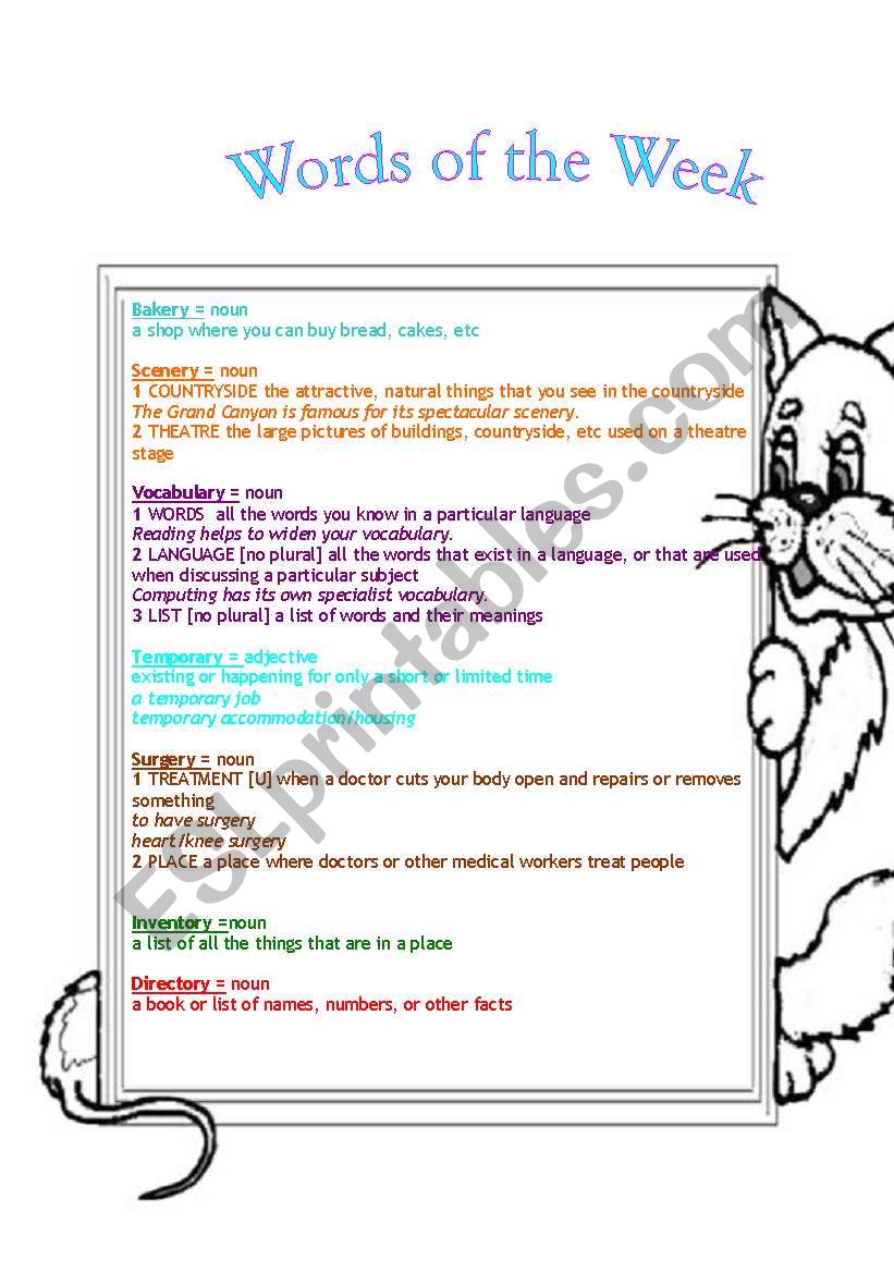 Words worksheet