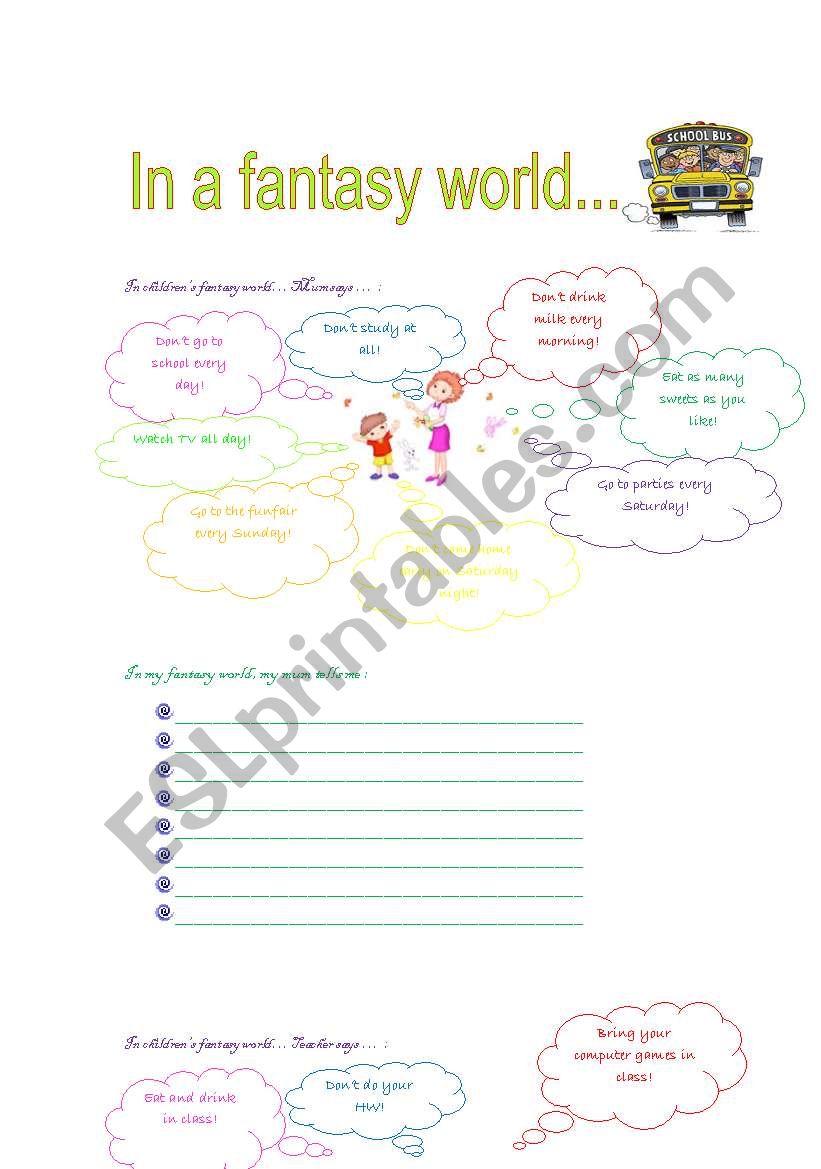 In a fantasy world... worksheet