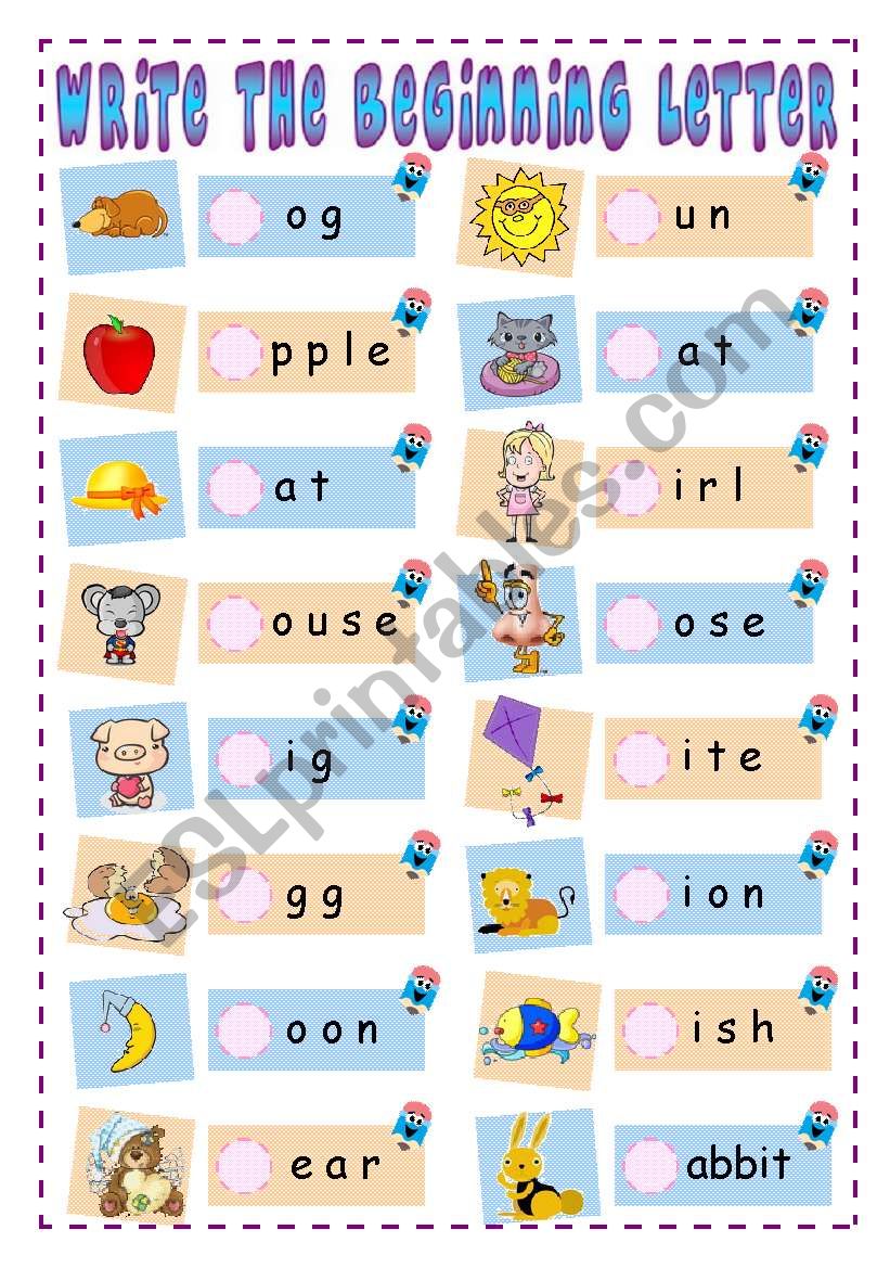 WRITE THE BEGINNING LETTER ESL Worksheet By Jecika