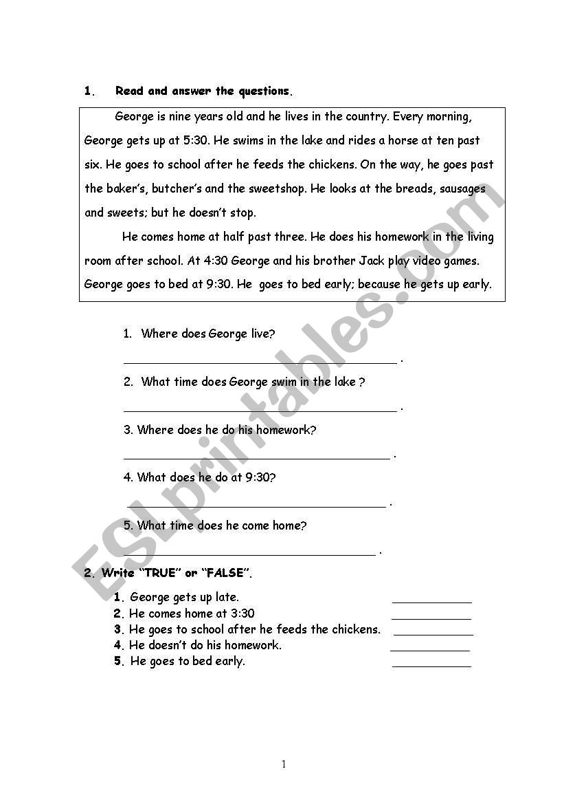 present simple time worksheet