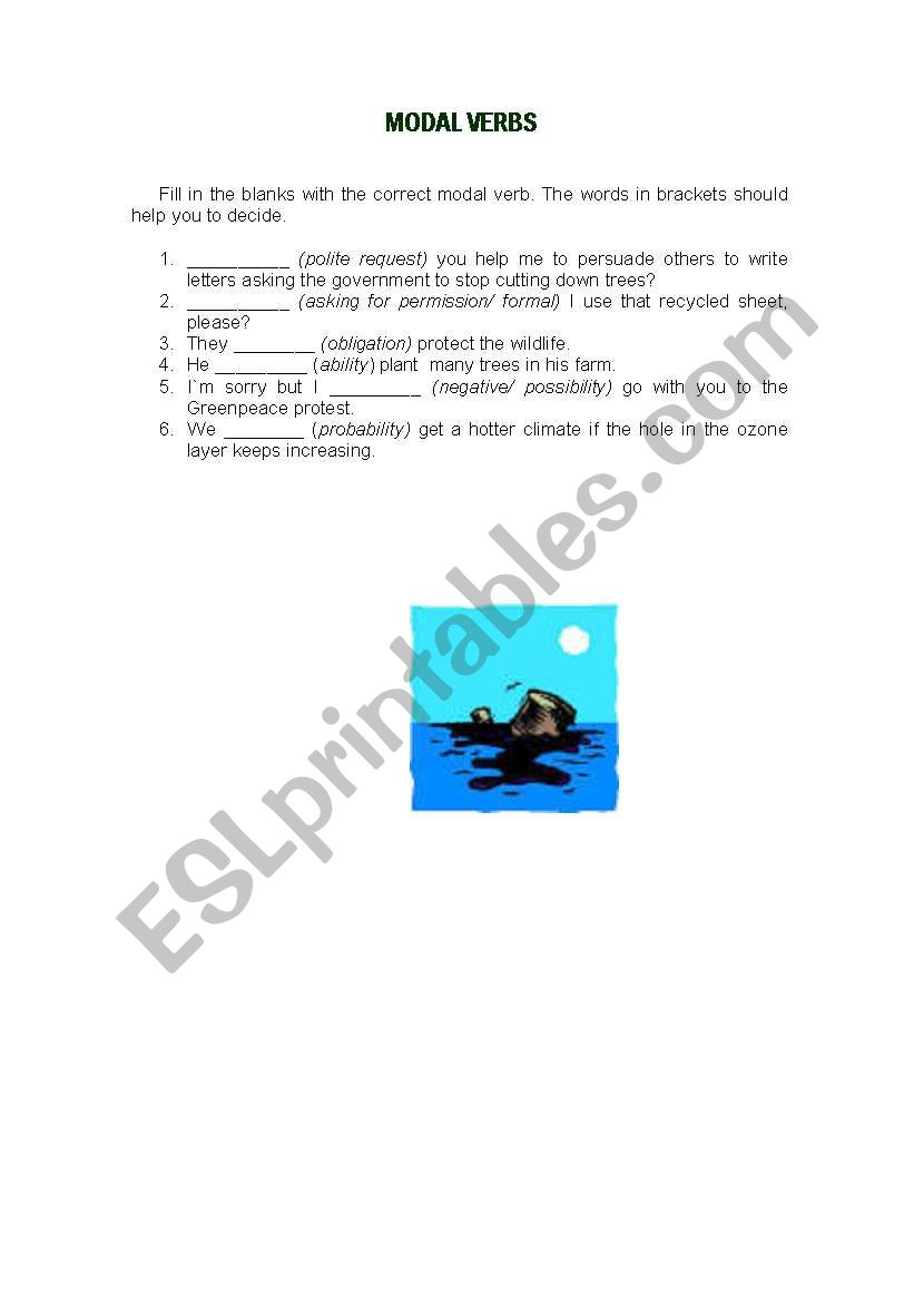 Modals - Exercises worksheet