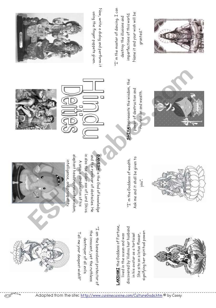 Mini Book with activities - Hindu Deities (Ganesh, Lakshmi and Shiva) - GREYSCALE