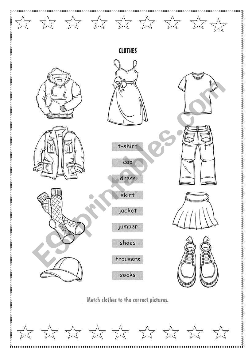 clothes worksheet