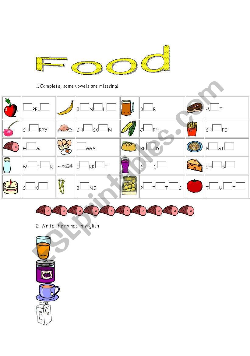food worksheet
