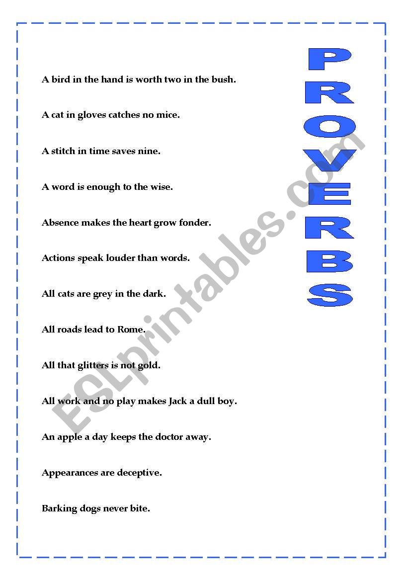 English Proverbs Set 1/3 worksheet
