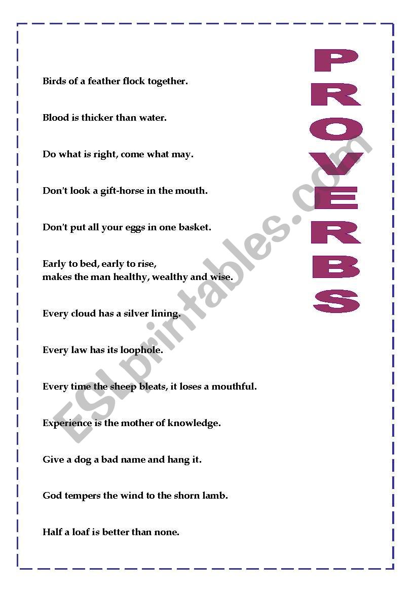 English Proverbs Set 2/3 worksheet