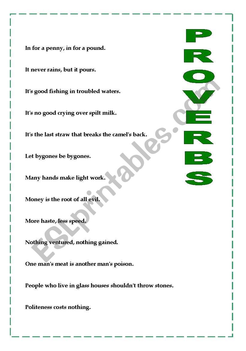 English Proverbs Set 3/3 worksheet