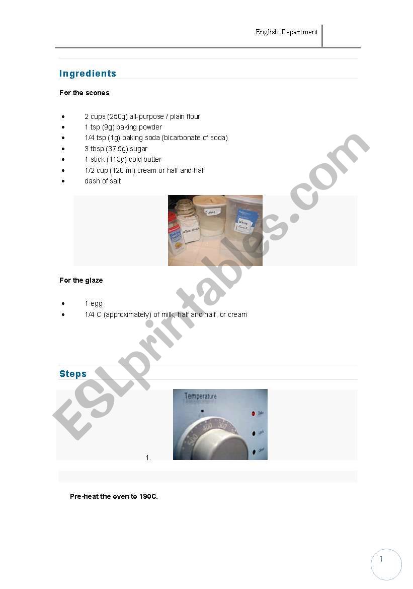 Scones worksheet