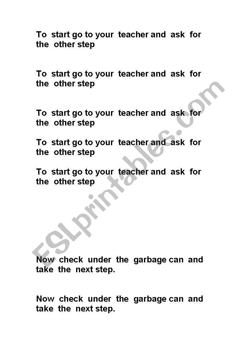 Following the steps worksheet
