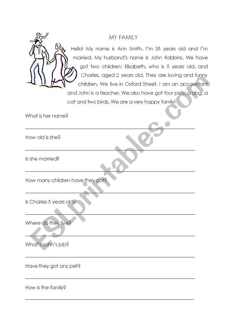 My family worksheet