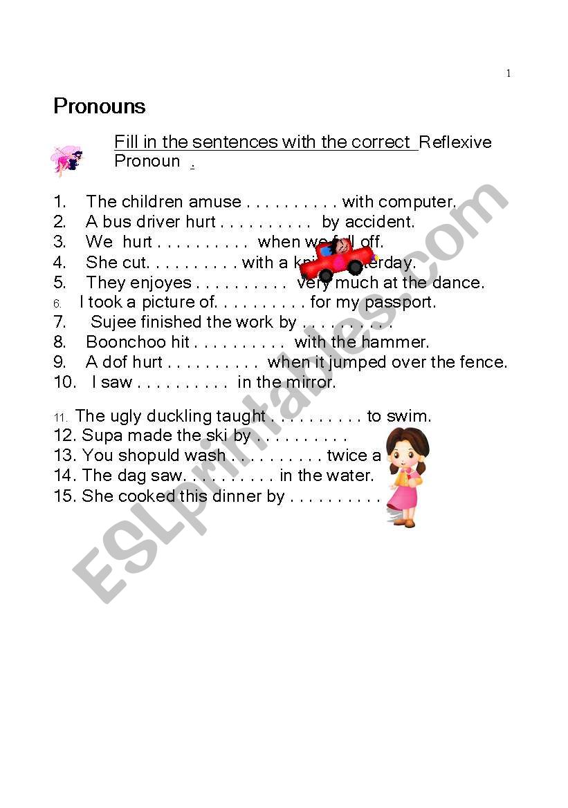 Reflexive Pronoun   worksheet