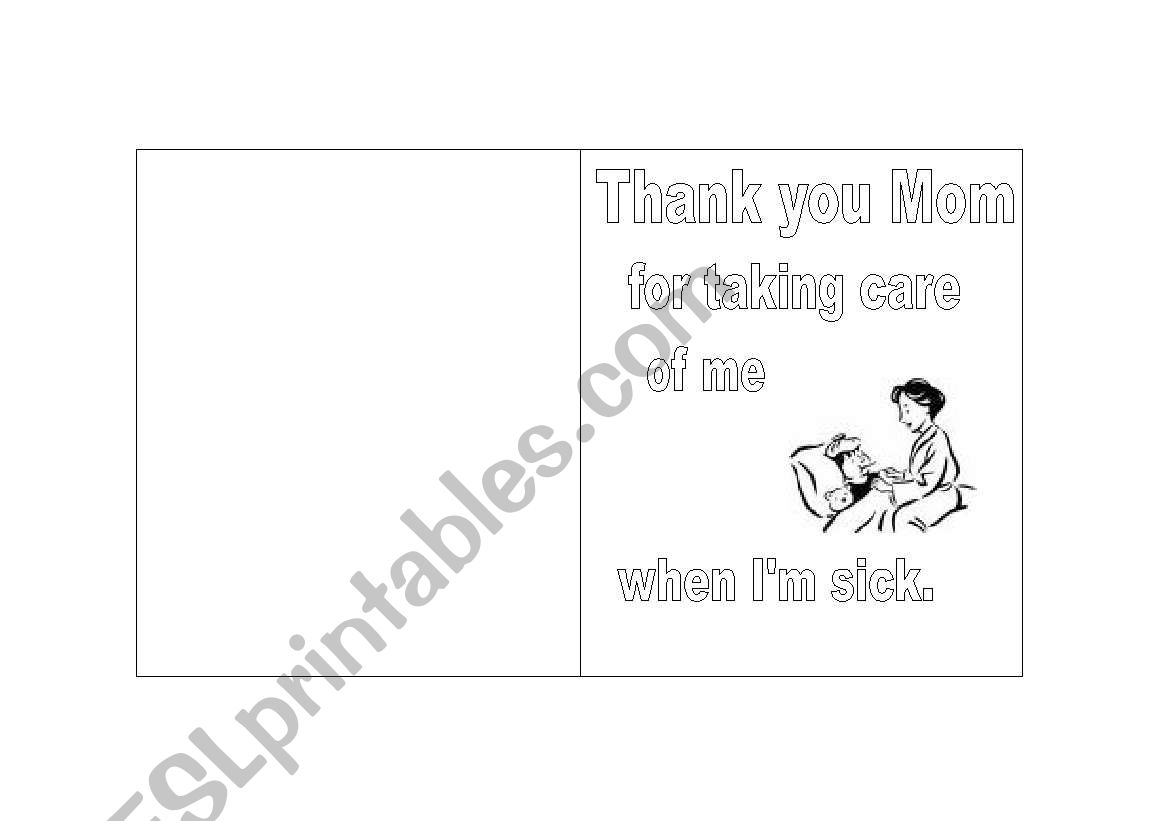 Mothers day card. worksheet