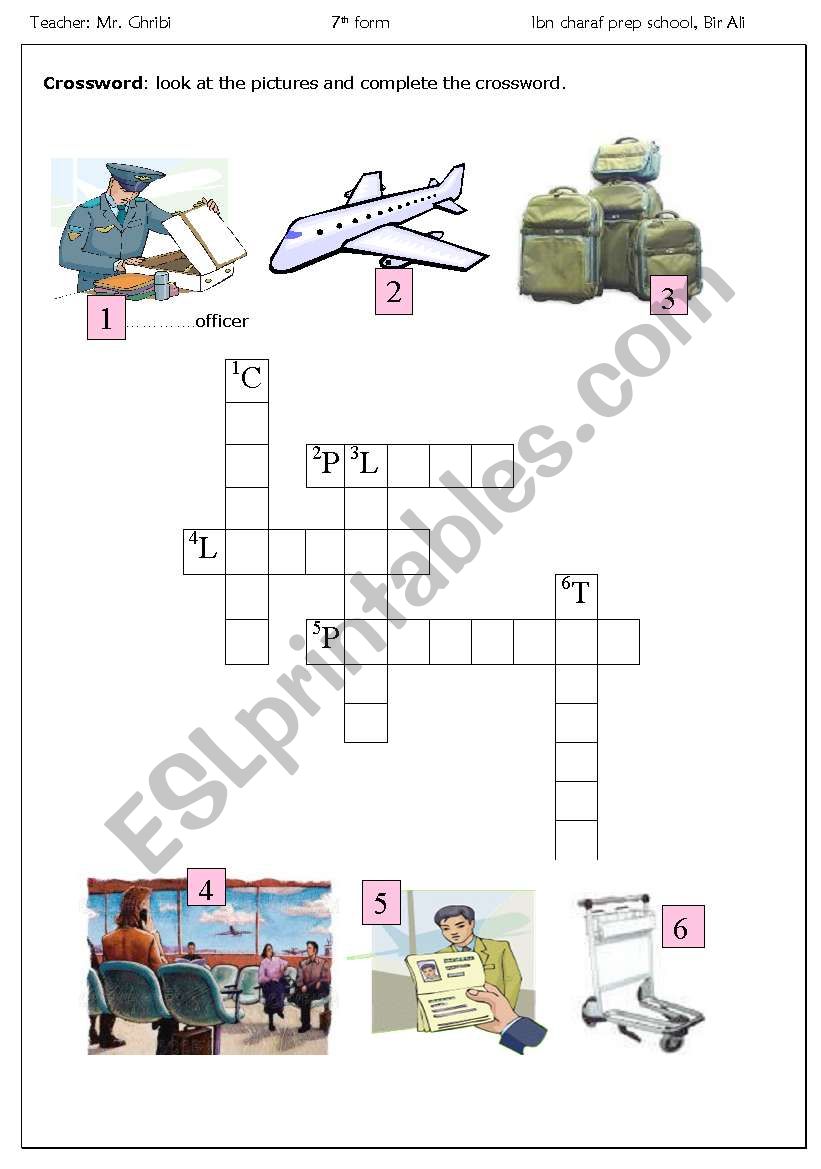 airport crossword worksheet